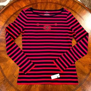 Talbots Red/Navy Top. Size S NWT.